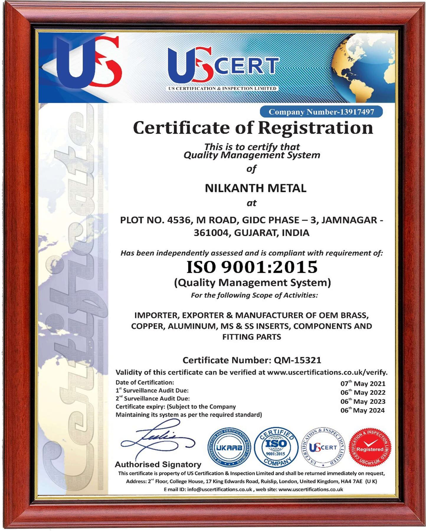 us certificate